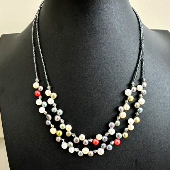 Lia Sophia Multi-Color Pearl Double Strand Bead Necklace - Picture 1 of 4